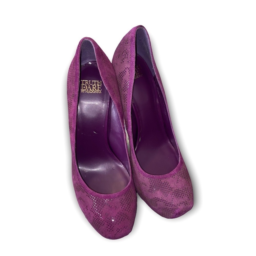 Madonna Truth or Dare Langlade Purple Suede Platform Stiletto High Heels Size 10